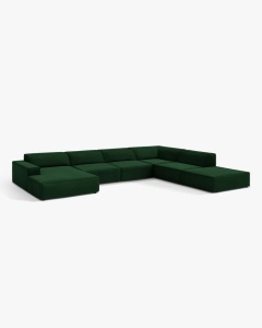 COLTAR PE STANGA JODIE, CU 7 LOCURI, 361X258 CM, ADANCIME SCAUN 62 CM, VERDE SMARALD, TAPITAT CU TAPITERIE DIN TEXTIL CATIFEA VENUS, MICADONI - Img 2