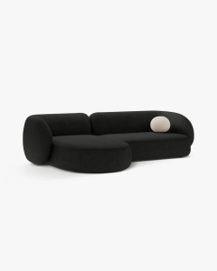 COLTAR PE STANGA KATE, NEGRU, 285X176 CM, TAPITAT CU TAPITERIE DIN TEXTIL BOUCLE BALOO, MICADONI