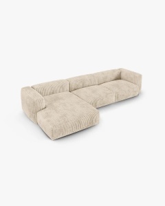 COLTAR PE STANGA MARTINA, 330X176 CM, ADANCIME SCAUN 90 CM, BEJ DESCHIS, TAPITAT CU TAPITERIE DIN TEXTIL CORDOI TILIA, MICADONI - Img 3