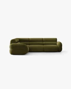 COLTAR PE STANGA NEO, VERDE MASLINIU INCHIS, 295X210 CM, TAPITAT CU TAPITERIE DIN TEXTIL BOUCLE BALOO, MICADONI