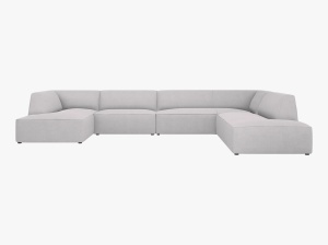 COLTAR RUBY, CU 7 LOCURI, PE DREAPTA, GRI DESCHIS, CU TAPITERIE DIN TEXTIL STRUCTURAT OTTAWA, MICADONI