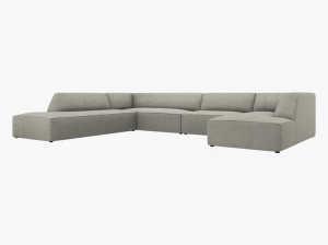 COLTAR RUBY, CU 7 LOCURI, PE STANGA, GRI DESCHIS, CU TAPITERIE DIN CATIFEA REIATA MATA, MICADONI - Img 3