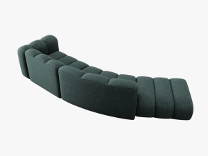 COLTAR SEMIROTUND LUPIN, STANGA, 5 LOCURI, 335 CM, VERDE PETROL 78, TAPITERIE CHENILLE, DESIGN DEOSEBIT - Img 4