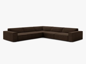COLTAR SIMETRIC JODIE, 283X283 CM, MARO INCHIS, TAPITAT CU TAPITERIE DIN TEXTIL CATIFEA BLUVEL, MICADONI