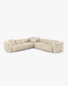 COLTAR SIMETRIC MARTINA, 316X316 CM, ADANCIME SCAUN 76 CM, BEJ DESCHIS, TAPITAT CU TAPITERIE DIN TEXTIL CORDOI TILIA, MICADONI