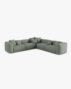 COLTAR SIMETRIC MARTINA, 316X316 CM, ADANCIME SCAUN 76 CM, VERDE MUSCHI, TAPITAT CU TAPITERIE DIN TEXTIL STRUCTURAT BOSTON, MICADONI