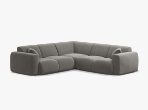 COLTAR SIMETRIC MOLINO, 252 CM, GRI, CU TAPITERIE DIN TEXTIL CATIFEA VELVET CASINO, MICADONI