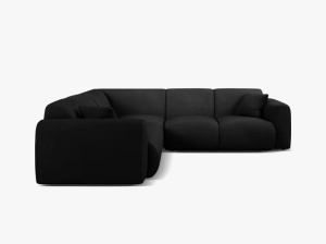 COLTAR SIMETRIC MOLINO, 252 CM, NEGRU, CU TAPITERIE DIN TEXTIL CHENILLE REBEL, MICADONI - Img 2