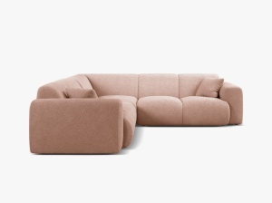 COLTAR SIMETRIC MOLINO, 252 CM, ROZ PUDRAT, CU TAPITERIE DIN TEXTIL BOUCLE BALOO, MICADONI - Img 2