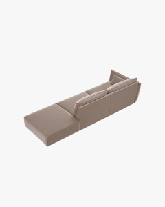 COLTAR SPATIOS SI CONFORTABIL KAELLE, 264 CM, PE DREAPTA, CAPPUCCINO, CU TAPITERIE DIN TEXTIL CATIFEA BLUVEL, MICADONI - Img 3
