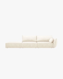 COLTAR SPATIOS SI CONFORTABIL KAELLE, 264 CM, PE STANGA, BEJ DESCHIS, CU TAPITERIE DIN TEXTIL CHENILLE OVER THE HORIZON, MICADONI