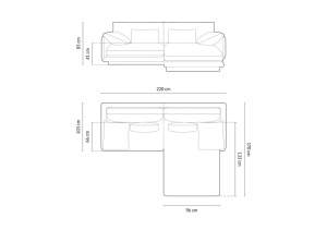 COLTAR TORINO, DREAPTA, 3 LOCURI, 220 CM, DIVERSE CULORI SI MATERIALE, DESIGN DEOSEBIT - Img 13