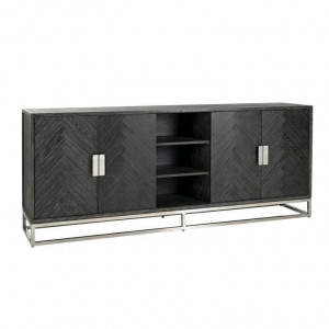 COMODA BLACKBONE, 225 CM, NEGRU/CROM, DIN FURNIR DE STEJAR SI METAL, RICHMOND INTERIORS - Img 2