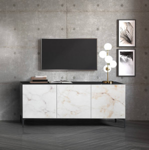 COMODA/BUFET 165CM, KIM ALABASTRU, COD 4970, STIL MODERN, REALIZATA DIN METAL SI PANOURI ECO - Img 4