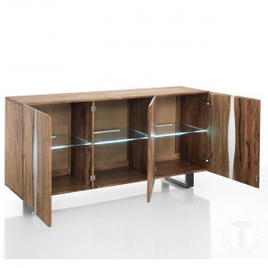 COMODA/BUFET 170CM, ANUBI 3 USI, COD 3861, STIL MODERN, REALIZATA DIN LEMN MASIV SI SUPORT DE METAL - Img 4