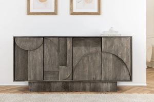COMODA/BUFET, ART DECO 170CM, 3D, LEMN DE MANGO, GRI, ARTIM GROUP SELECTION - Img 6