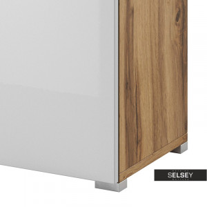 COMODA ELEGANTA LAVOS CU 3 USI DIN PLACI LAMINATE IN DESIGN SCANDINAV DE CULOARE ALBA - Img 5