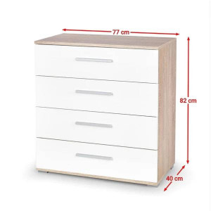 COMODA LIMA KM-3, ALB/STEJAR SONOMA, DIN PAL MELAMINAT, STIL MODERN - Img 2