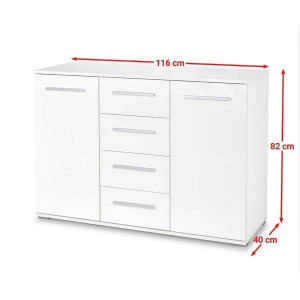 COMODA LIMA KM-4, ALBA, DIN PAL MELAMINAT, STIL MODERN - Img 2