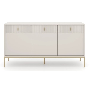 COMODA LIVING 155CM, ARTIM MEBLE, CU 3 USI, REALIZATA DIN MDF, CULOARE BEJ/AURIU, STIL MODERN - Img 3