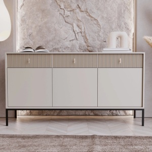 COMODA LIVING 160CM, ARTIM MEBLE, CU 3 USI, REALIZATA DIN MDF, CULOARE CREM, STIL MODERN - Img 2