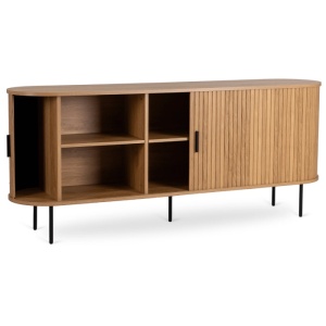 COMODA LIVING 180CM, ARTIM MEBLE, CU 2 USI SI SERTARE, REALIZAT DIN MDF SI METAL, CULOARE STEJAR, STIL MODERN - Img 2