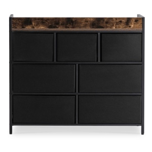 COMODA LIVING 98CM, ARTIM MEBLE, CU SERTARE, REALIZATA DIN METAL SI MDF, CULOARE STEJAR RUSTIC/NEGRU, STIL MODERN - Img 5