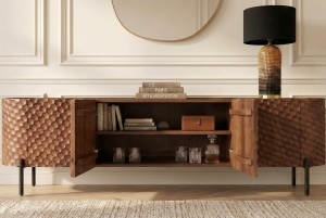 COMODA LIVING, ALDON 200CM, REALIZAT DIN LEMN DE MANGO 3D SI METAL, CULOARE MARO, ARTIM GROUP SELECTION - Img 4