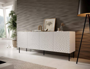COMODA LIVING, CAMA-HOLE-KOM-190-BI/BI, 190CM, ALB MAT, DIN PLACI LAMINATE SI MDF, DESIGN MODERN - Img 4
