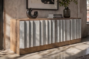 COMODA LIVING DEOSEBITA, ZALVERO 155CM, REALIZATA DIN LEMN DE MANGO SI METAL, ALUMINIU, CULOARE NATUR/ALUMINIU, INVICTA INTERIOR - Img 6