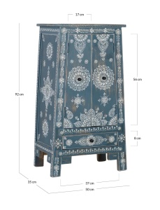 COMODA LIVING MACAO 50CM, REALIZATA DIN LEMN DE MANGO SI METAL, CULOARE ALBASTRU/ALB, GINER Y COLOMER - Img 6