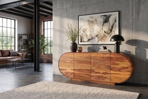 COMODA LIVING ORGANIKO 180CM, REALIZATA DIN LEMN MASIV DE TRANDAFIR, CULOARE NATUR/MARO, INVICTA INTERIOR - Img 8