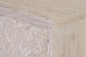 COMODA LIVING PERPIGNAN 90CM, REALIZATA DIN LEMN DE MANGO SI METAL, CULOARE ALB ANTICHIZAT, GINER Y COLOMER - Img 3