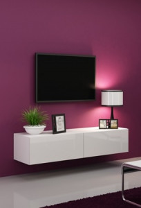 COMODA LIVING RTV VIGO 140 MINI ALB DESIGN MODERN CM