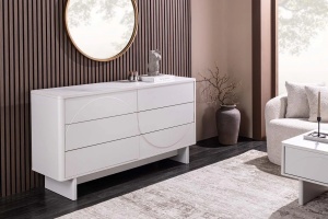 COMODA LIVING SAVOY 150CM, 3D, REALIZATA DIN MDF SI PLACA CERAMICA, CULOARE ALBA, ARTIM GROUP SELECTION - Img 2