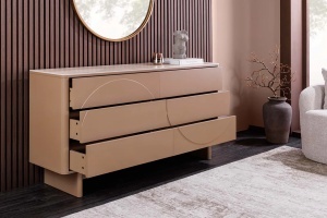 COMODA LIVING SAVOY 150CM, 3D, REALIZATA DIN MDF SI PLACA CERAMICA, CULOARE TRAVERTIN, ARTIM GROUP SELECTION - Img 4