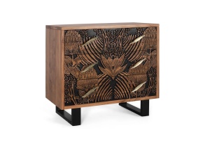 COMODA LIVING TROPICANA 93CM, REALIZATA DIN LEMN DE SALCAM SI METAL, CULOARE NATUR/NEGRU, GINER Y COLOMER