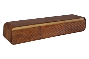 COMODA LIVING TV 160CM, REALIZATA DIN LEMN DE MANGO, DETALII AURII, CULOARE MARO/AURIU - Img 6