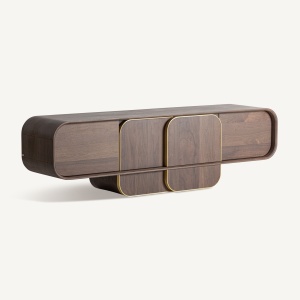 COMODA MODERNA DE LIVING 200CM, REALIZATA DIN LEMN DE STEJAR, CULOARE NUC