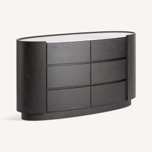 COMODA MODERNA ISOLA 140CM, REALIZATA DIN LEMN, FURNIR DE NUC SI PIATRA SINTERIZATA, CULOARE NUC/MARMURA, REALIZATA MANUAL - Img 3