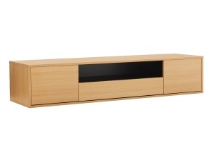 COMODA SUSPENDATA LOFT 150CM, REALIZATA DIN MDF SI FURNIR STEJAR, CULOARE NEGRU/ NATUR, ARTIM GROUP SELECTION - Img 3