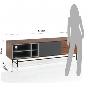 COMODA TV 170CM, CLEW, COD 3684, STIL MODERN, REALIZATA DIN MDF SI SUPORT DE METAL - Img 6