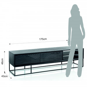 COMODA TV 175CM,HORO, COD 3866, STIL INDUSTRIAL, REALIZATA DIN METAL SI LEMN MASIV MANGO - Img 5