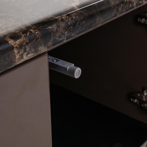 COMODA TV ALMUNDI 200CM, REALIZATA DIN MDF SI CERAMICA, ASPECT MARMURA( INFOLIAT)/MARO, STIL MODERN - Img 6