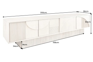 COMODA TV, ART DECO 200CM, 3D, LEMN DE MANGO, GRI, ARTIM GROUP SELECTION - Img 7