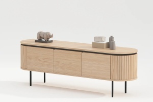 COMODA TV, ATELIER 160CM, FURNIR DE STEJAR SI PICIOARE DIN METAL, CULOARE NATUR, ARTIM GROUP SELECTION - Img 7