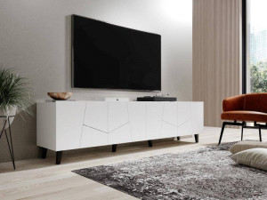 COMODA TV, CAMA-ETNA-RTV-BI/BI 200CM, DIN PLACI LAMINATE SI MDF, ALB MAT, DESIGN MODERN - Img 4