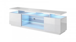 COMODA TV, CAMA-EVA-RTV-BIP/BIP 180CM, DIN PLACI LAMINATE SI MDF, ALB LUCIOS, DESIGN MODERN - Img 4