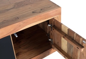 COMODA TV ESSENCE 160CM, REALIZATA DIN LEMN DE SALCAM, CULOARE NATUR/NEGRU, GINER Y COLOMER - Img 6