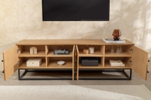 COMODA TV, GRANDEZZA 180CM, PRODUS DIN FURNIR LEMN SI METAL, ASPECT STEJAR, ARTIM GROUP SELECTION - Img 8
